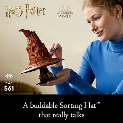 LEGO Harry Potter Talking Sorting Hat, Harry Potter Hogwarts Hat with 31 Randomized Sounds, Movie Themed Build and Display Model for Adults, Fun Harry Potter Gift Idea for a Mom, Dad or Any Fan, 76429