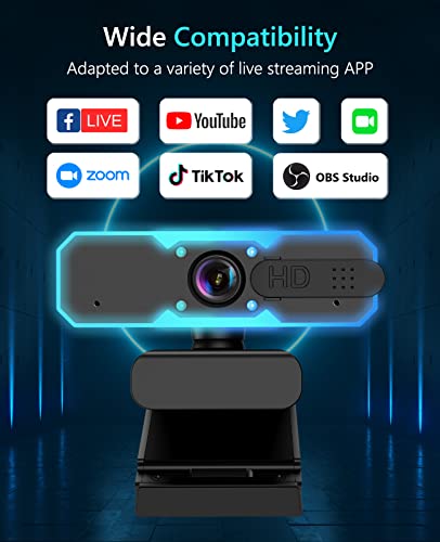 NBPOWER 1080P 60FPS Streaming Camera Webcam with Microphone and Fill RGB Light,Autofocus,Work with Laptop/Desktop Computer/Winsdows/Mac OS/PC Computer for Camera - amzGamess