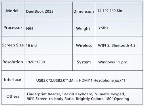 FUNYET 16 Inch Laptop Computer, Gaming Laptop, 16GB RAM 512GB SSD, Intel 12th Gen N95 Processor(up to 3.4GHz), FHD 1920 * 1200, 180 Angle Opening, Fingerprint Unlock, Backlit Keyboard, Windows 11 Pro