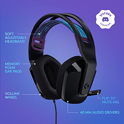 Logitech G335 Wired Gaming Headset, with Flip to Mute Microphone, 3.5mm Audio Jack, Memory Foam Earpads, Lightweight, Compatible with PC, PlayStation, Xbox, Nintendo Switch - Black - amzGamess