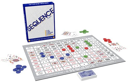 SEQUENCE- Original SEQUENCE Game with Folding Board, Cards and Chips by Jax ( Packaging may Vary ) White, 10.3" x 8.1" x 2.31"