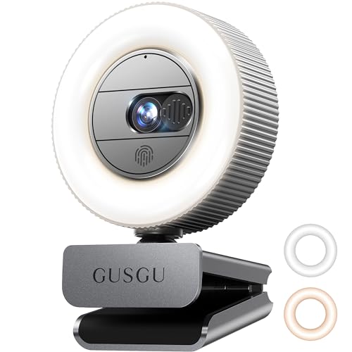 GUSGU G910 1440P Quad HD Webcam for PC, with Microphone & Light & Privacy Cover, Web Camera for Desktop Computer/Laptop/MacBook, USB Streaming Camera - amzGamess
