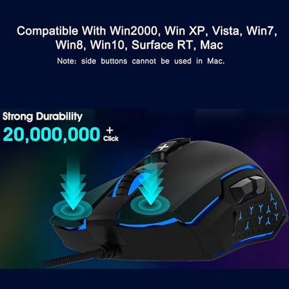 LeadsaiL Gaming Mouse Wired RGB PC Gaming Mice,Up to 7200 DPI, 8 Programmable Buttons,6 Color Backlight, Ergonomic Optical Computer Wired Mouse with Fire Button for Desktop PC Laptop Gamer & Work - amzGamess