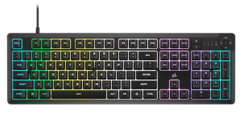 Corsair K55 CORE RGB Membrane Wired Gaming Keyboard – Quiet, Responsive Switches – Spill Resistance – Ten-Zone RGB – Media Keys – iCUE Compatible – QWERTY NA – PC, Mac – Black - amzGamess