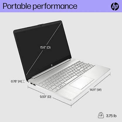 HP 15 inch Laptop, HD Display, AMD Ryzen 5 5500U, 8 GB RAM, 256 GB SSD, AMD Radeon Graphics, Windows 11 Home, 15-ef2099nr (2023),Silver