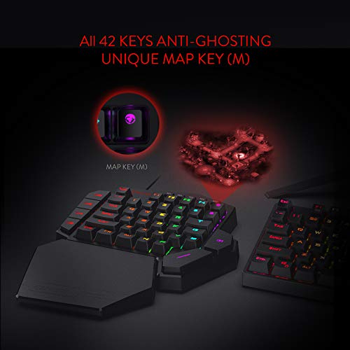 Redragon K585 DITI One-Handed RGB Mechanical Gaming Keyboard, 42 Keys Type-C Professional Gaming Keypad w/Upgraded Hot-Swappable Socket, 7 Onboard Macro Keys & Detachable Wrist Rest - amzGamess