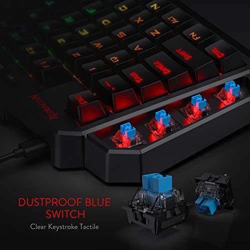 Redragon K585 DITI One-Handed RGB Mechanical Gaming Keyboard, 42 Keys Type-C Professional Gaming Keypad w/Upgraded Hot-Swappable Socket, 7 Onboard Macro Keys & Detachable Wrist Rest - amzGamess
