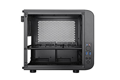 Thermaltake Core V1 SPCC Mini ITX Cube Gaming Computer Case Chassis, Interchangeable Side Panels, Black Edition, CA-1B8-00S1WN-00