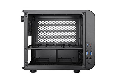 Thermaltake Core V1 SPCC Mini ITX Cube Gaming Computer Case Chassis, Interchangeable Side Panels, Black Edition, CA-1B8-00S1WN-00