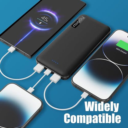 Miady 2-Pack 10000mAh Dual USB Portable Charger, USB-C Fast Charging Power Bank, Backup Charger for iPhone 15/14/13, Galaxy S23/22, Pixel and etc