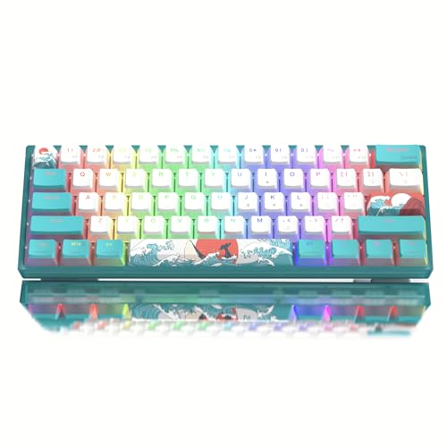 Womier 60% Percent Keyboard, WK61 Mechanical RGB Wired Gaming Keyboard, Hot-Swappable Keyboard with Blue Sea PBT Keycaps for Windows PC Gamers - Linear Red Switch - amzGamess