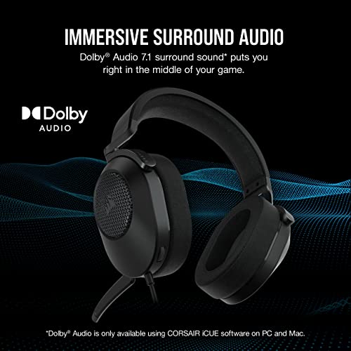 Corsair HS65 SURROUND Gaming Headset (Leatherette Memory Foam Ear Pads, Dolby Audio 7.1 Surround Sound on PC and Mac, SonarWorks SoundID Technology, Multi-Platform Compatibility) Carbon - amzGamess