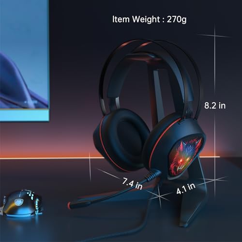 syndesmos Gaming Headsets for PS5, Xbox One Series X/s Controller, PC, PS4, Switch, Wired Over-Ear Gaming Headphones with Microphone Noise Cancelling, Dynamic RGB Light, Bass Surround (BlackRed)