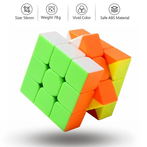 Jurnwey Speed Cube 3x3x3 Stickerless with Cube Tutorial - Turning Speedly Smoothly Magic Cubes 3x3 Puzzle Game Brain Toy for Kids and Adult - amzGamess