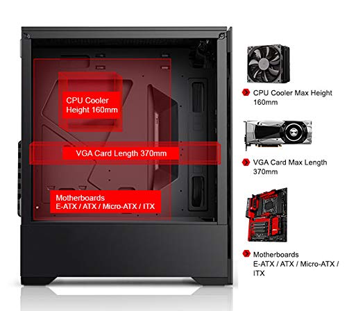 Bgears b-Voguish Gaming PC Case with Tempered Glass panels, USB3.0, Support E-ATX, ATX, mATX, ITX. (Fans are sold separately)