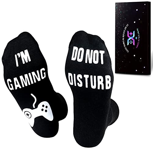 Do Not Disturb Gaming Socks, Gamer Socks Funny Gifts for Teenage Boys Mens Womens Father Dad Hunband Sons Kids Game Lovers - amzGamess