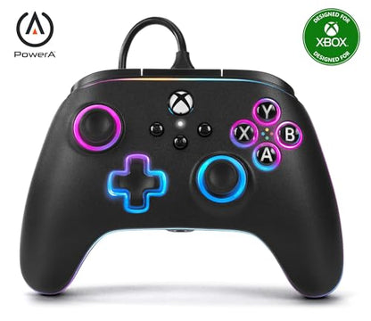 PowerA Advantage Wired Controller for Xbox Series X|S with Lumectra - Black, gamepad, wired video game controller, gaming controller, works with Xbox One and Windows 10/11, Officially Licensed for Xbox - amzGamess