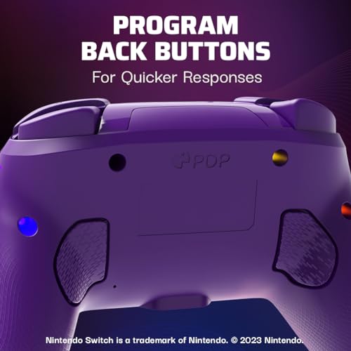 PDP Afterglow™ Wave Enhanced Wireless Nintendo Switch Pro Controller, 8 Colors RGB LED, Dual Programmable Gaming Buttons, 40 Hour Rechargeable Battery Power, 30 Foot Connection, Officially Licensed by Nintendo: Purple - amzGamess