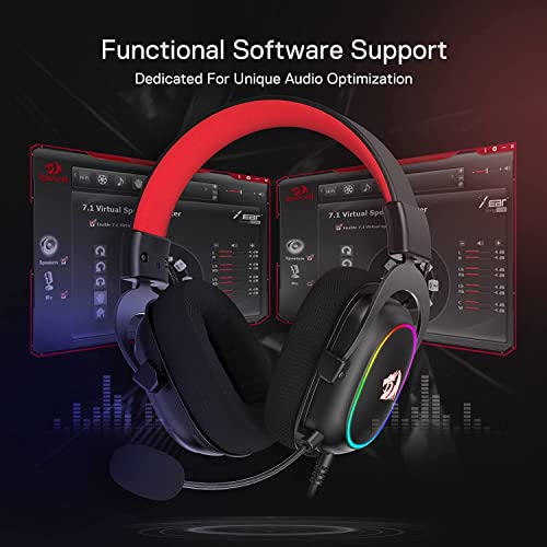 Redragon H510 Zeus-X RGB Wired Gaming Headset - 7.1 Surround Sound - 53MM Audio Drivers in Memory Foam Ear Pads w/Durable Fabric Cover- Multi Platforms Headphone - USB Powered for PC/PS4/NS - amzGamess