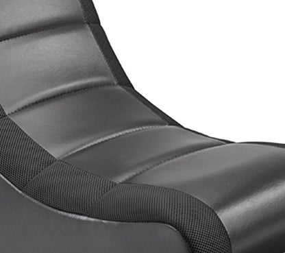 The Crew Furniture Classic Video Rocker Floor Gaming Chair, Kids and Teens, Racing Stripe PU Faux Leather & Polyester Mesh, Black/Black
