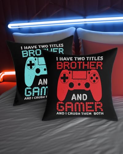 PreLiving Funny Gaming Throw Pillow Cover, Gamer Gifts for Teenage Boys, Gift for Grandson Son, Kids Boys Gaming Room Decor, 18 × 18 Inch - amzGamess