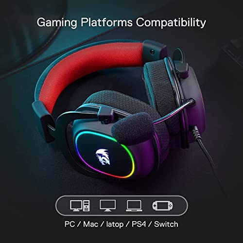 Redragon H510 Zeus-X RGB Wired Gaming Headset - 7.1 Surround Sound - 53MM Audio Drivers in Memory Foam Ear Pads w/Durable Fabric Cover- Multi Platforms Headphone - USB Powered for PC/PS4/NS - amzGamess