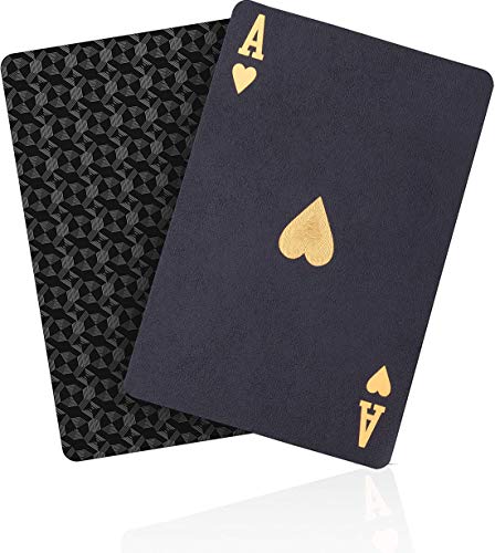 ACELION Waterproof Playing Cards, Plastic Playing Cards, Deck of Cards, Gift Poker Cards (Black Diamond Cards) - amzGamess