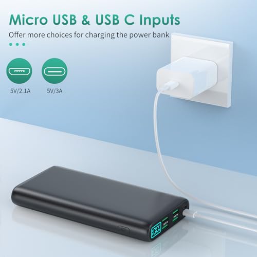 Portable Charger 38800mAh,LCD Display Power Bank,5 USB Outputs Battery Pack Backup, USB-C in&out Dual Input Phone Charging Compatible with iPhone 15/14/13 Pro Max/12,Android Samsung Galaxy Pixel Nexus