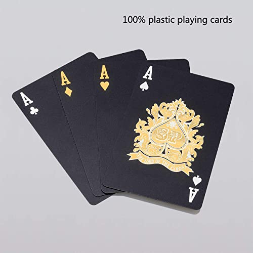 ACELION Waterproof Playing Cards, Plastic Playing Cards, Deck of Cards, Gift Poker Cards (Black Diamond Cards) - amzGamess