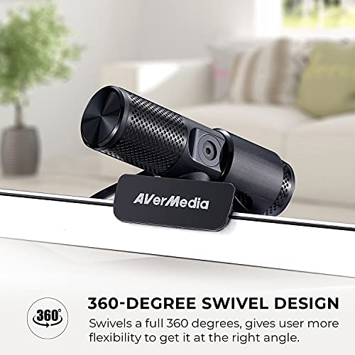 AVerMedia Live Streamer Cam 313 - Full HD 1080P Webcam with Privacy Shutter, Dual Microphone, 360 Degree Swivel for Video Conference - NDAA Compliant (PW313) - amzGamess