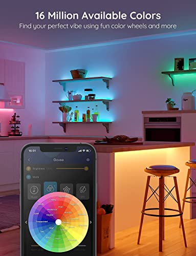 Govee 100ft LED Strip Lights, Bluetooth RGB Father's Day LED Lights with App Control, 64 Scenes and Music Sync LED Strip Lighting for Bedroom, Living Room, Kitchen, Party, ETL Listed Adapter