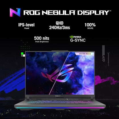 ASUS ROG Strix G16 (2024) Gaming Laptop, 16” Nebula Display 16:10 QHD 240Hz, GeForce RTX 4060, Intel® Core™ i9-14900HX, 16GB DDR5-5600, 1TB PCIe SSD, Wi-Fi 6E, Windows 11, G614JVR-ES94