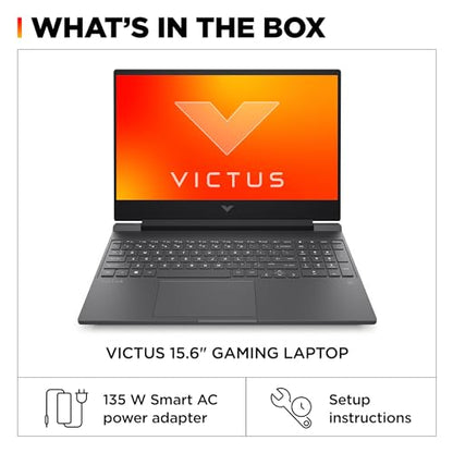 HP Victus 15.6 inch Laptop, FHD 144Hz Display, Intel Core i5-12450H, 8 GB RAM, 512 GB SSD, NVIDIA GeForce RTX 2050 GPU (4 GB Dedicated), Windows 11 Home, 15-fa1029nr (2024)