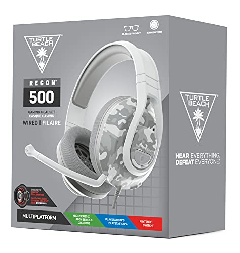 Turtle Beach Recon 500 Multiplatform Gaming Headset for Xbox Series X/ S, Xbox One, PS5, PS4, PlayStation, Nintendo Switch, Mobile, & PC with 3.5mm - 60mm Dual Drivers, Memory Foam - White - amzGamess