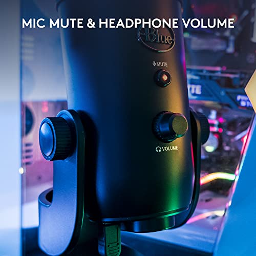 Logitech for Creators Blue Yeti USB Microphone for Gaming, Streaming, Podcasting, Twitch, YouTube, Discord, Recording for PC and Mac, 4 Polar Patterns, Studio Quality Sound, Plug & Play-Blackout - amzGamess