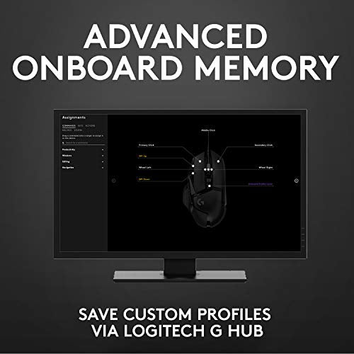 Logitech G502 HERO High Performance Wired Gaming Mouse, HERO 25K Sensor, 25,600 DPI, RGB, Adjustable Weights, 11 Programmable Buttons, On-Board Memory, PC / Mac - amzGamess