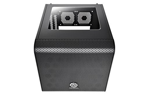 Thermaltake Core V1 SPCC Mini ITX Cube Gaming Computer Case Chassis, Interchangeable Side Panels, Black Edition, CA-1B8-00S1WN-00