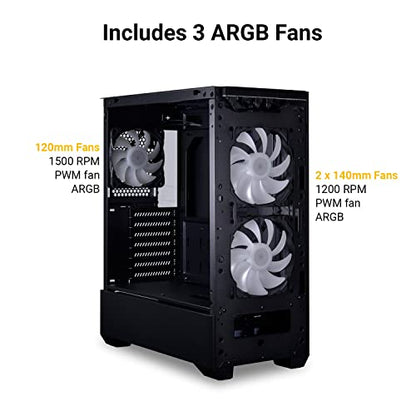 LIAN LI High Airflow ATX PC Case, RGB Gaming Computer Case, Mesh Front Panel Mid-Tower Chassis w/ 3 ARGB PWM Fans Pre-Installed, USB Type-C Port, Tempered Glass Side Panel (LANCOOL 205 MESH C, Black)