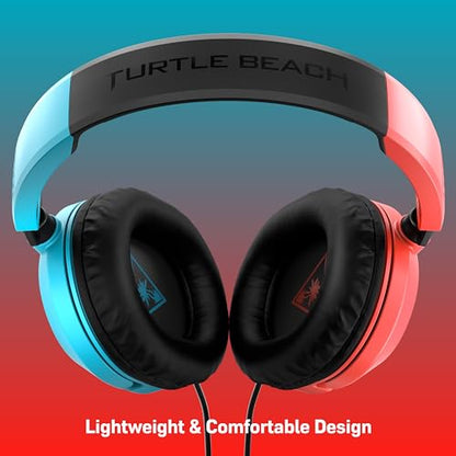 Turtle Beach Recon 50 Gaming Headset for Nintendo Switch, Xbox Series X|S, Xbox One, PS5, PS4, PlayStation, Mobile, & PC with 3.5mm – Removable Mic, 40mm Speakers – Red/Blue - amzGamess