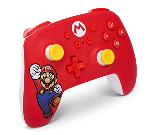 PowerA Wireless Nintendo Switch Controller - Mario Joy, AA Battery Powered (Battery Included), Pro Controller for Switch, Advanced Gaming Buttons, Officially Licensed by Nintendo - amzGamess