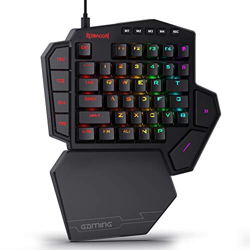 Redragon K585 DITI One-Handed RGB Mechanical Gaming Keyboard, 42 Keys Type-C Professional Gaming Keypad w/Upgraded Hot-Swappable Socket, 7 Onboard Macro Keys & Detachable Wrist Rest - amzGamess