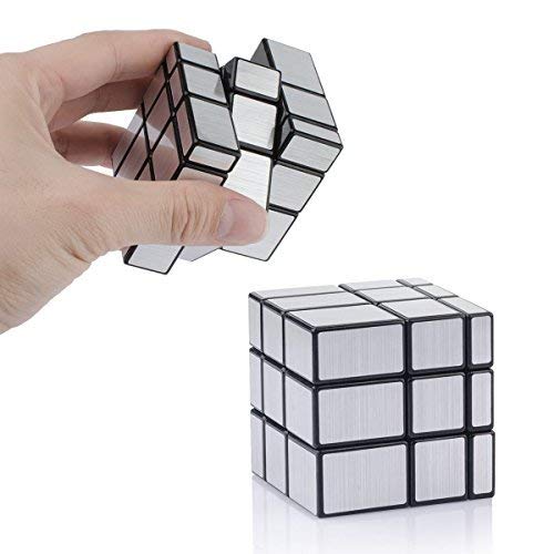 D-FantiX Shengshou Mirror Cube 3x3x3 Speed Cube 3x3 Mirror Blocks Cube Different Shapes Silver Cube 57mm - amzGamess