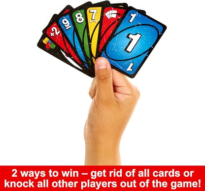 Mattel Games UNO Show ‘em No Mercy Card Game for Kids, Adults & Family Parties and Travel with Extra Cards, Special Rules and Tougher Penalties