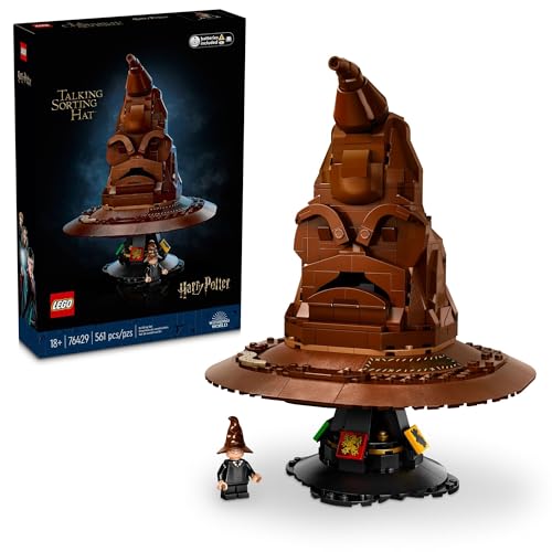 LEGO Harry Potter Talking Sorting Hat, Harry Potter Hogwarts Hat with 31 Randomized Sounds, Movie Themed Build and Display Model for Adults, Fun Harry Potter Gift Idea for a Mom, Dad or Any Fan, 76429