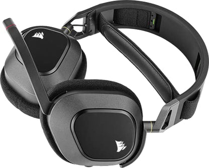 CORSAIR HS80 RGB WIRELESS Multiplatform Gaming Headset - Dolby Atmos - Lightweight Comfort Design - Broadcast Quality Microphone - iCUE Compatible - PC, Mac, PS5, PS4 - Black - amzGamess