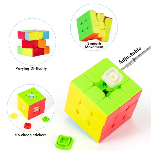 Jurnwey Speed Cube 3x3x3 Stickerless with Cube Tutorial - Turning Speedly Smoothly Magic Cubes 3x3 Puzzle Game Brain Toy for Kids and Adult - amzGamess