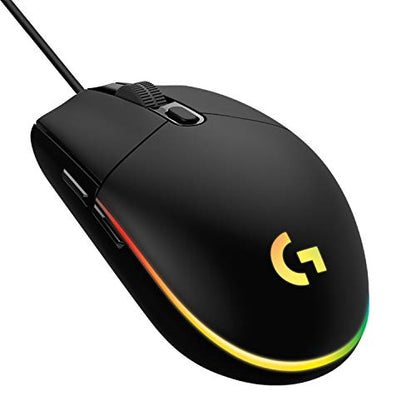 Logitech G203 Wired Gaming Mouse, 8,000 DPI, Rainbow Optical Effect LIGHTSYNC RGB, 6 Programmable Buttons, On-Board Memory, Screen Mapping, PC/Mac Computer and Laptop Compatible - Black - amzGamess