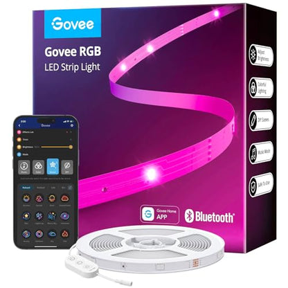 Govee 100ft LED Strip Lights, Bluetooth RGB Father's Day LED Lights with App Control, 64 Scenes and Music Sync LED Strip Lighting for Bedroom, Living Room, Kitchen, Party, ETL Listed Adapter