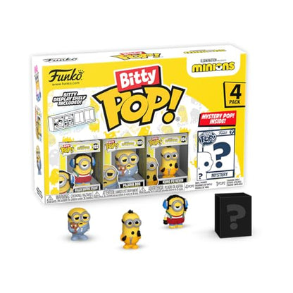 Funko Bitty Pop!: Minions Mini Collectible Toys 4-Pack - Roller Skating Stuart, Pajama Bob, Kung Fu Kevin, & Mystery Chase Figure (Styles May Vary) - amzGamess