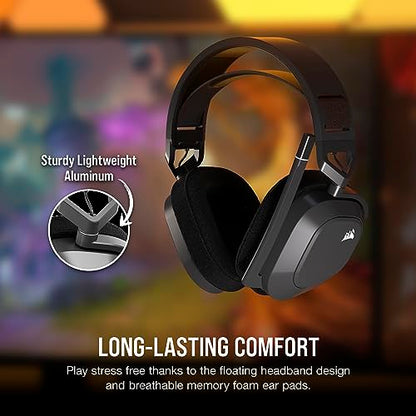 Corsair HS80 MAX Wireless Multiplatform Gaming Headset with Bluetooth - Dolby Atmos - Broadcast Quality Microphone - iCUE Compatible - PC, Mac, PS5, PS4, Mobile - Steel Gray, One Size - amzGamess